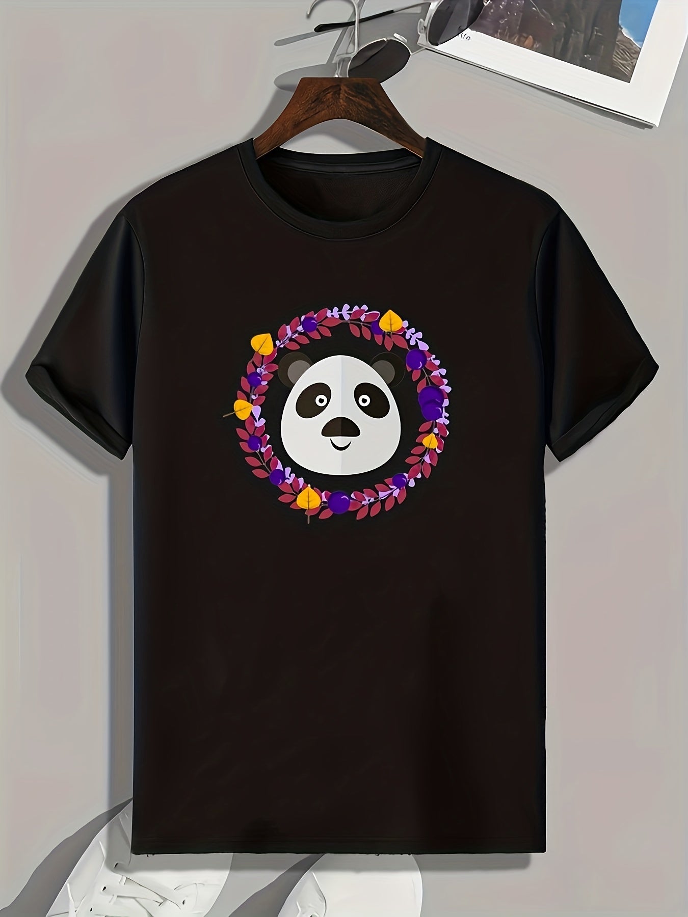 Panda Pattern Print Men's Sports T-shirt Graphic Tee