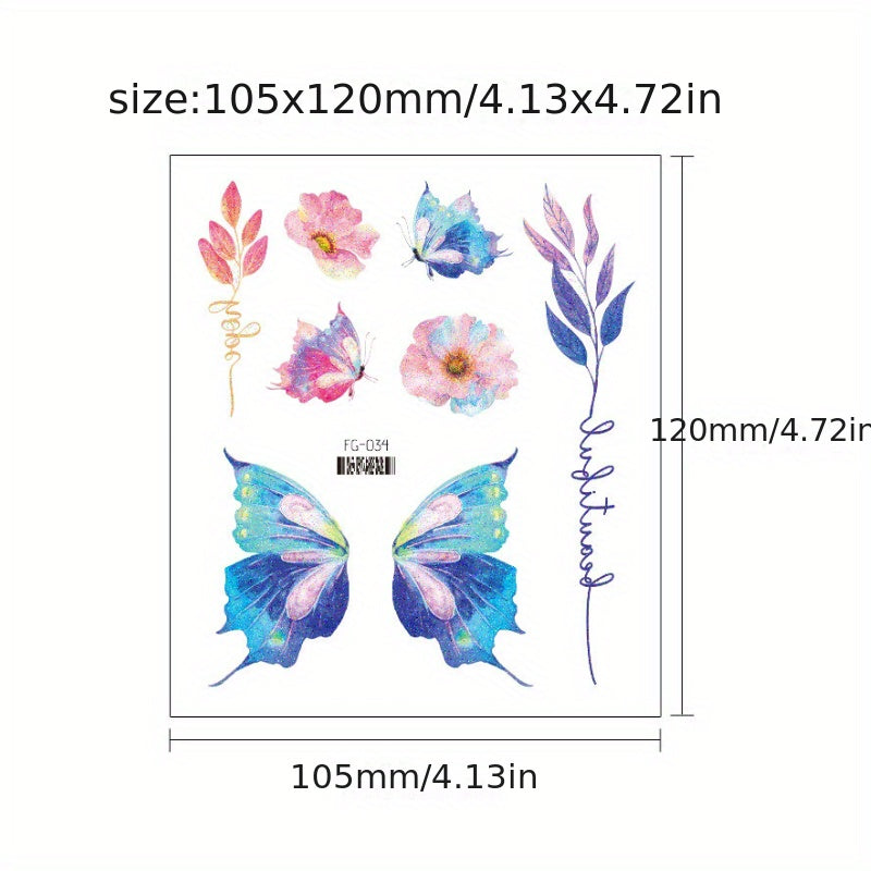 Butterfly & Dream Wing Glitter Tattoo Stickers for Eye Makeup Festivals Parties
