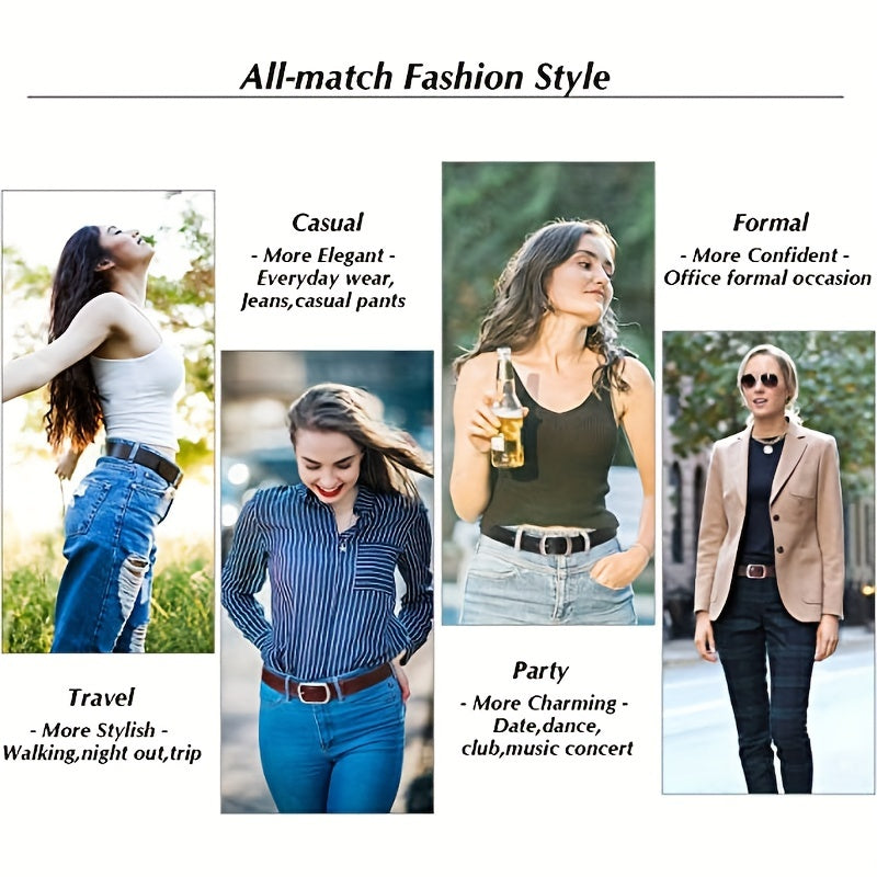  Leather Belt Solid Casual Belt Vintage Unisex Jeans Pants Belt
