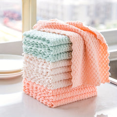 Absorbent Cleaning Cloth Coral Fleece Dishwashing Cloth