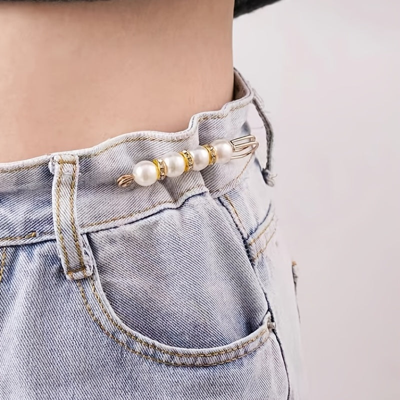 4pcs Faux Pearl Brooch Pin Stylish Safety Pin For Women Girls