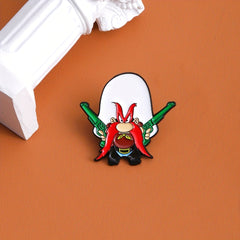 Red Long Beard Hunter Brooch Punk Lapel Pin Accessories