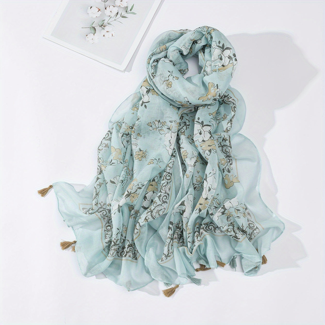 Floral Tassel Scarf Print Breathable Shawl Casual Windproof Headwrap