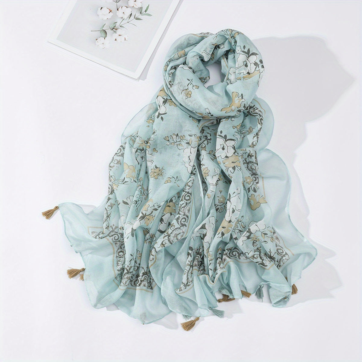 Floral Tassel Scarf Print Breathable Shawl Casual Windproof Headwrap