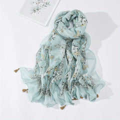 Floral Tassel Scarf Print Breathable Shawl Casual Windproof Headwrap