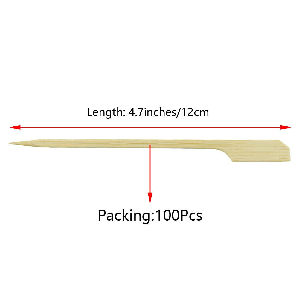 100 Bamboo Wooden Paddle Picks Skewers for Cocktail Fruit Sandwich
