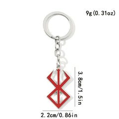 Berserk Rune Charm Keychain Guts Pendant Blood Red Anime Cosplay Prop Jewelry