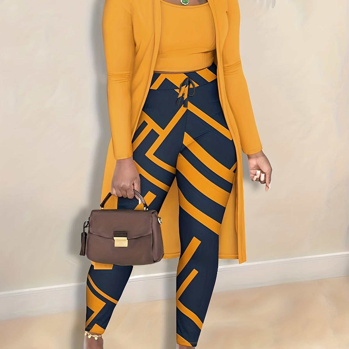  3-Piece Outfit Set: Cardigan, Tank Top, Leggings