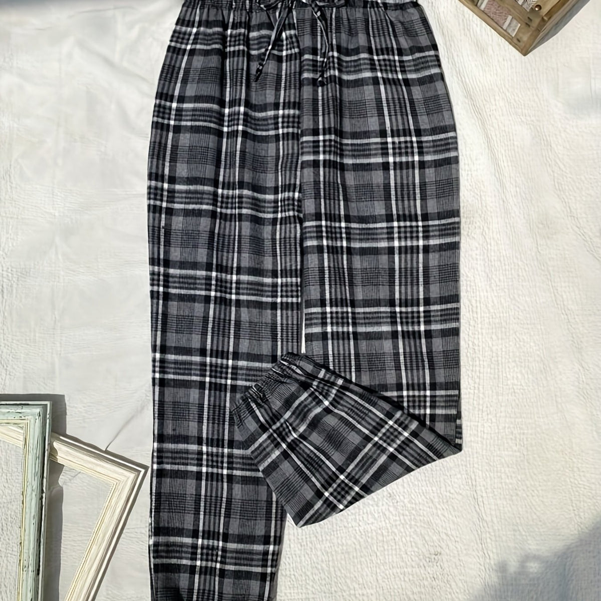 Plaid Lounge Pants Elastic Waistband Womens Lounge & Sleepwear