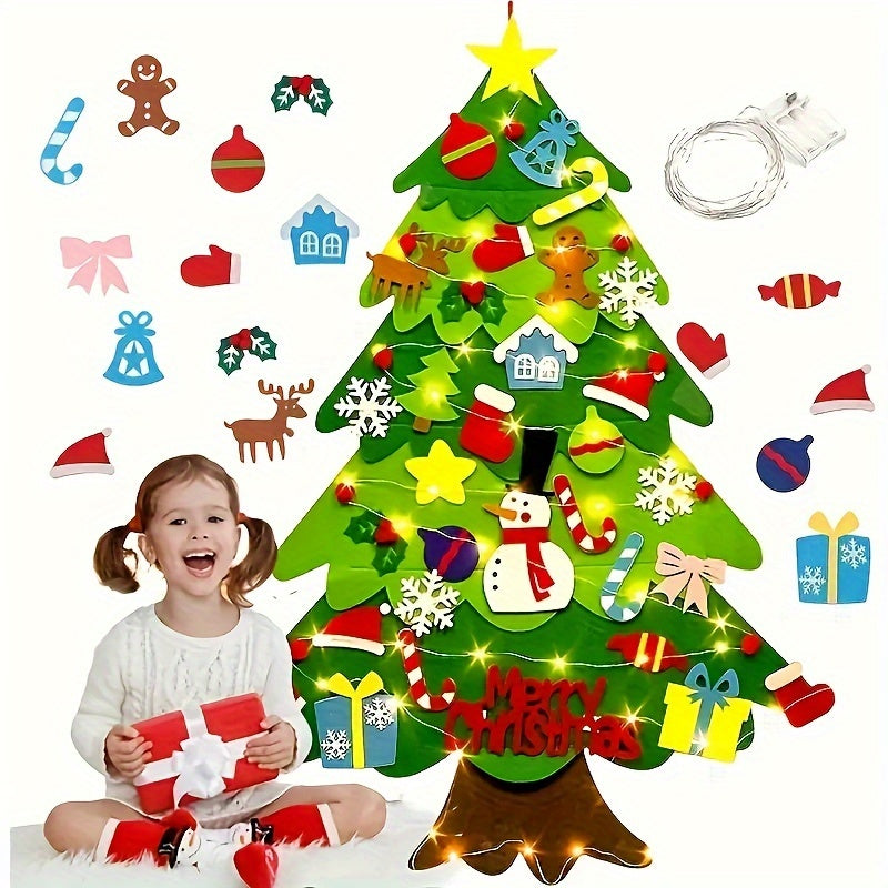 Felt Christmas Tree with LED String Lighting for Xmas Decor