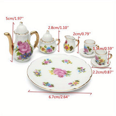 8pcs 1 12 Dollhouse Porcelain Tea Set Dish Cup Plate