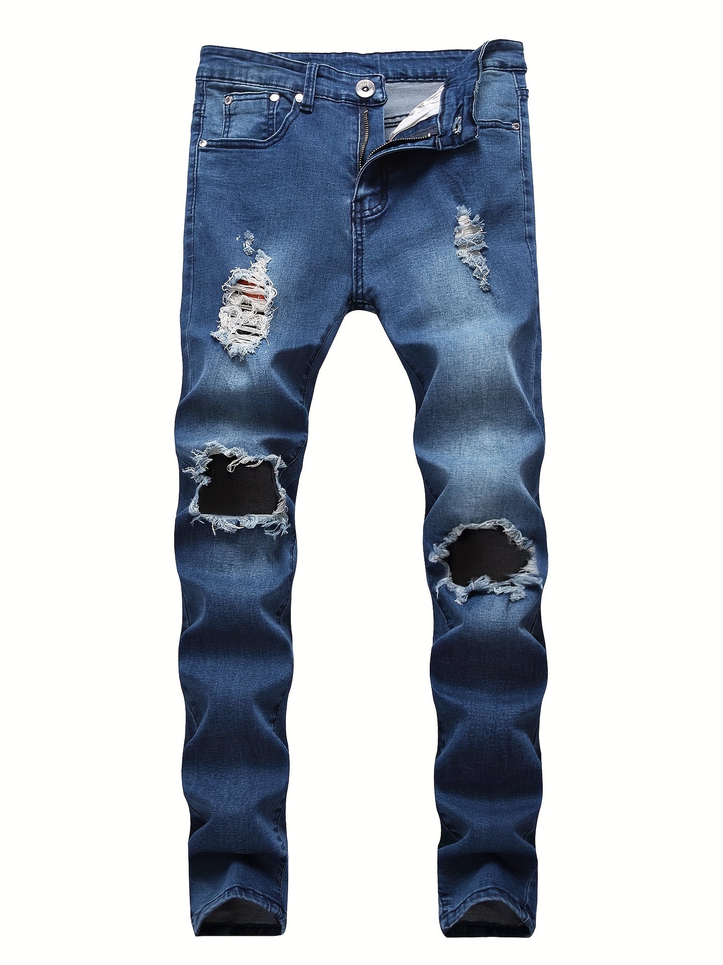 Men Ripped Distressed Destroyed Fit Washed Denim Jeans