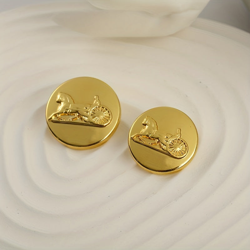 10Pcs Golden Metal Carriage Buttons For Coat, Suit, Hand Sewn