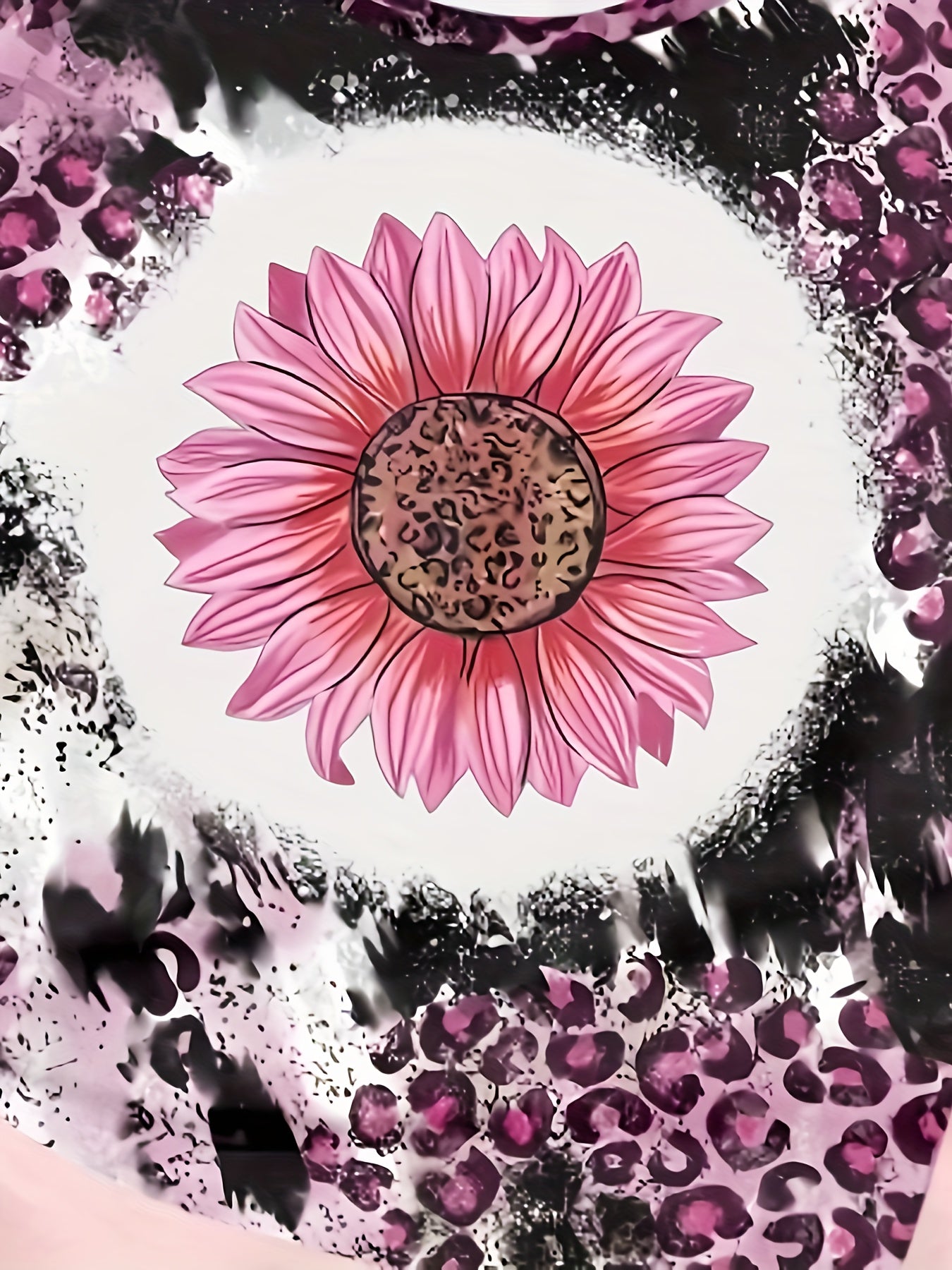 Girls Leopard Print Sunflower Graphic Tee Short Sleeve T Shirt
