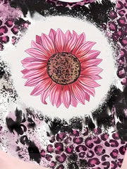 Girls Leopard Print Sunflower Graphic Tee Short Sleeve T Shirt