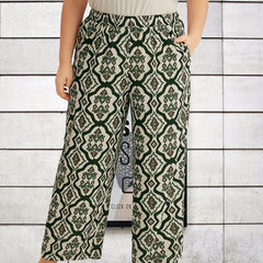 Floral Print Wide Leg Boho Pants with Pockets