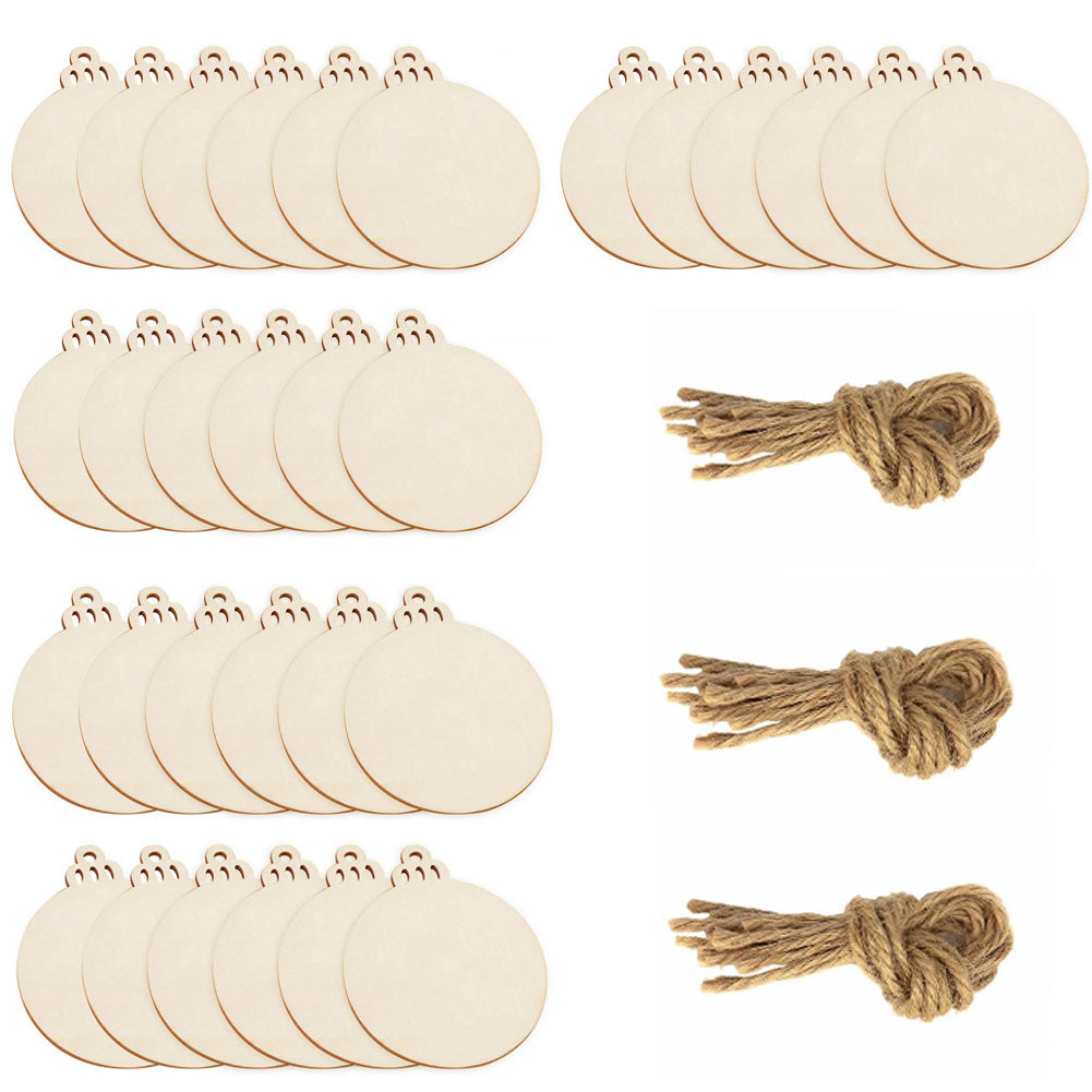 30pcs Round Wooden Discs With Holes 7 Unfinished Natural Wood Slices