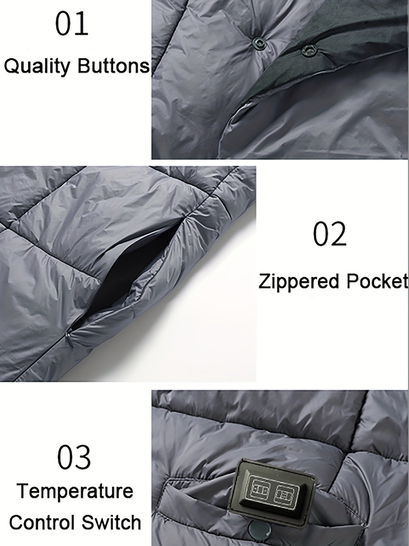 Pocket Heating Jacket Shawl Style Wearable Button Clouser Outdoor Jacket