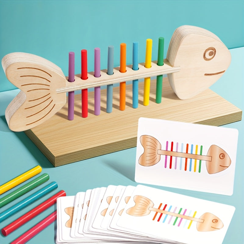 Colorful Striped Fishbone Toy for Fine Motor Skills