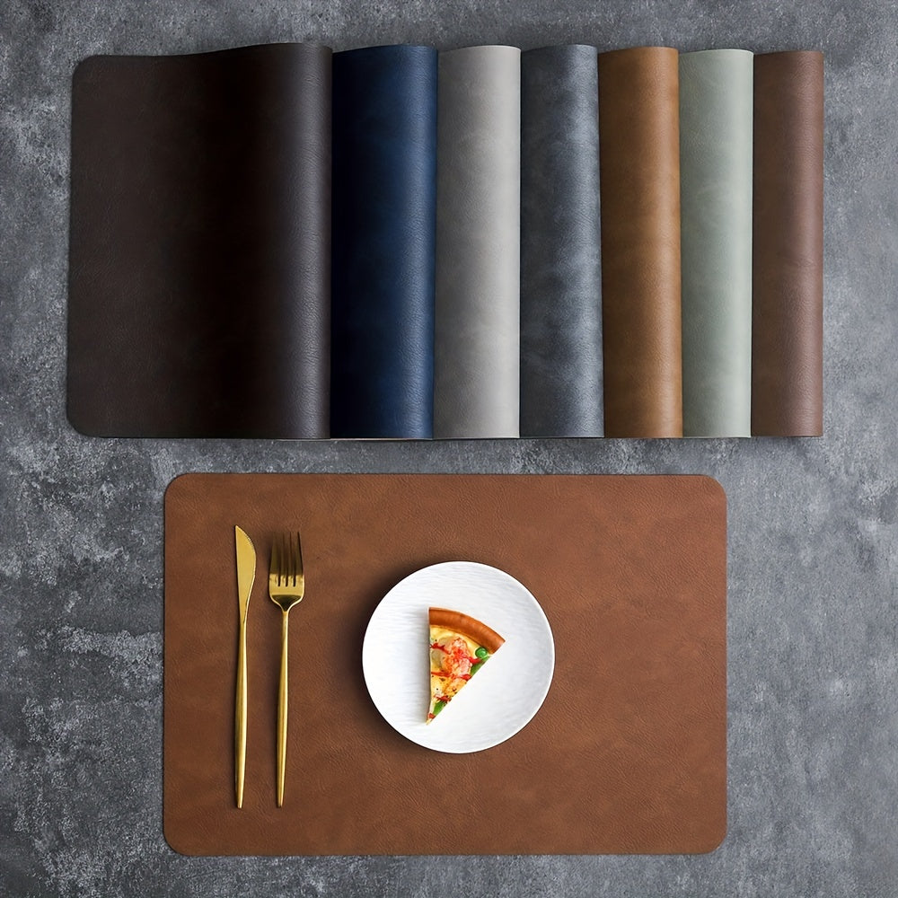 Nordic Western Placemat Double Layer Cowhide Pattern PU Leather Table Pad