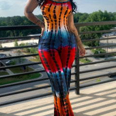 Tie Dye Block Cami Jumpsuit Sleeveless Summer Women's Clothing