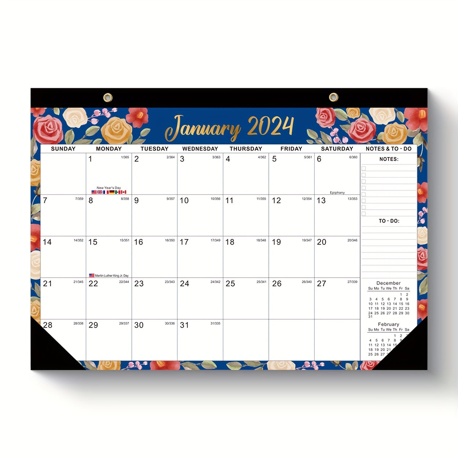 Large Grid Julian Dates Calendar January-June 18 Months