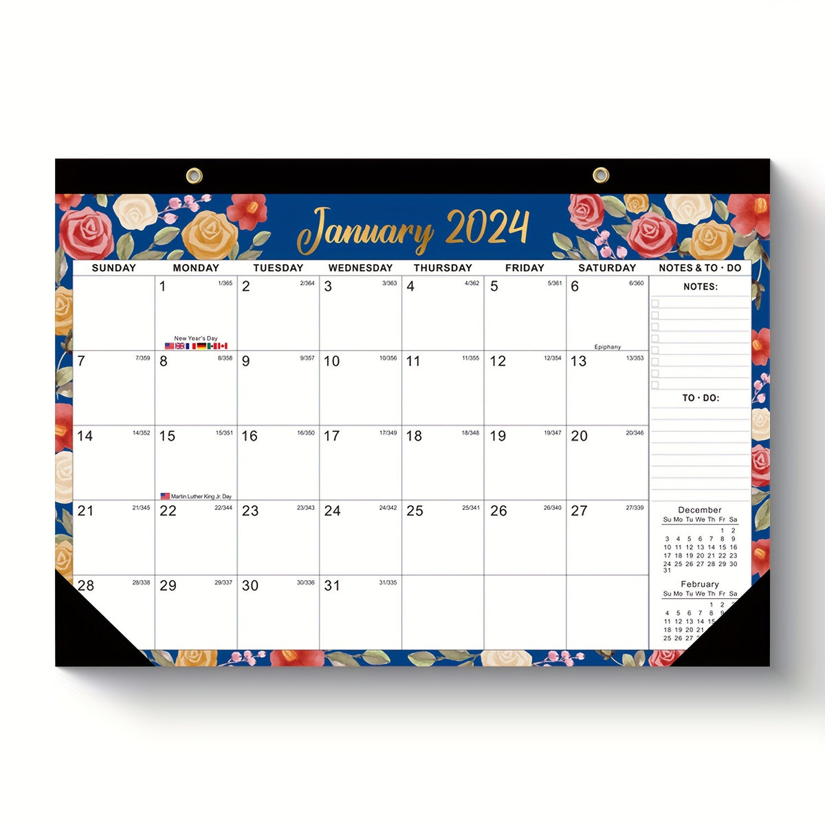 Large Grid Julian Dates Calendar January-June 18 Months