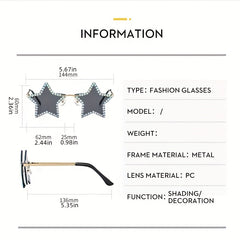 Rhinestone Star Sunglasses Y2K Punk Candy Funny Party Club Decorative Glasses