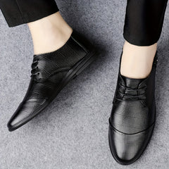 Men's Plaid Leather Derby Shoes for Wedding Business