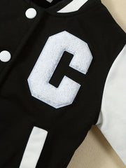 Girls' Preppy Block Varsity Jacket for Spring