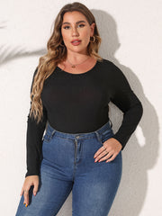  Casual Bodysuit Women's Solid Long Sleeve Round Neck