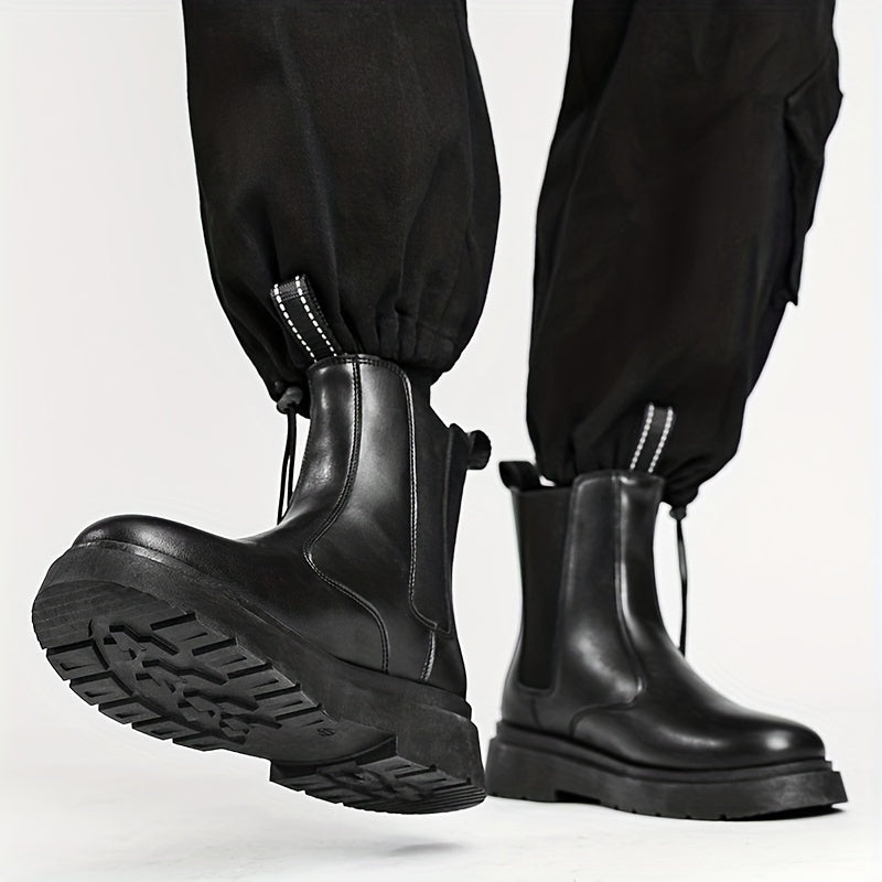 Men's High Top Round Toe Chelsea Boots