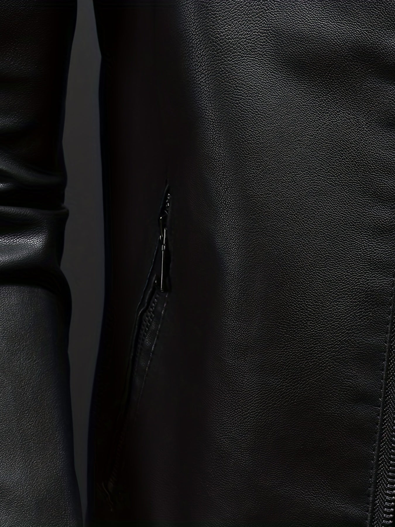 Men's Retro PU Biker Jacket Zip Up Stand Collar