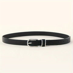 Oval Pin Buckle Thin Belt PU Leather Casual Belt for Women