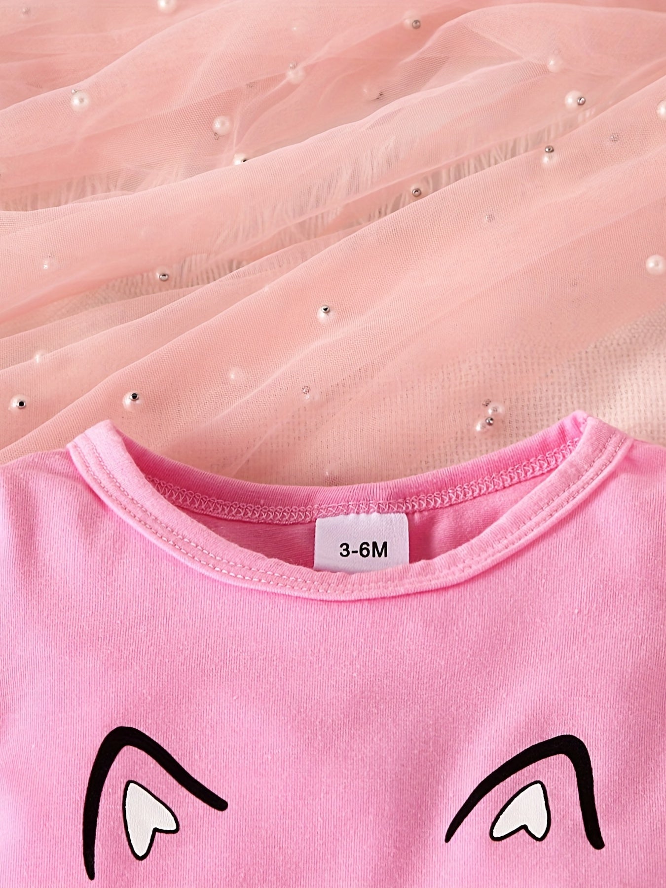 2pcs Baby Girls Cat Print T shirt & Pants Set