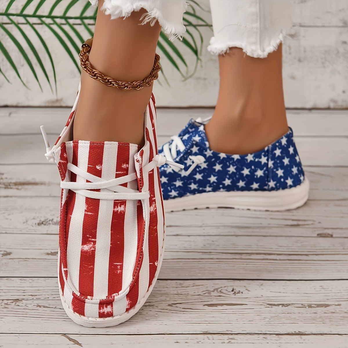 Women's Stylish Star Spangled Canvas Shoes Lightweight Low Top Sports Shoes