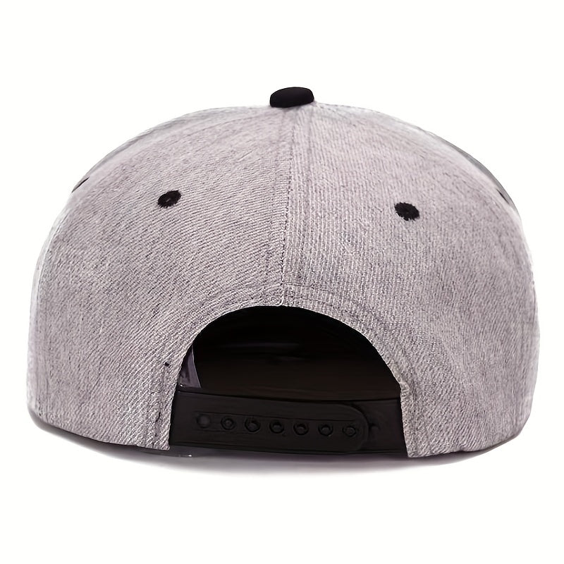 Men's Flat Brim Baseball Cap With Letter Embroidery