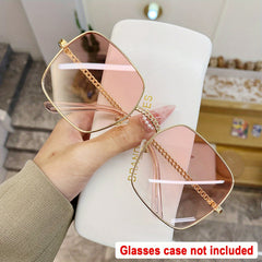 Square Metal Sunglasses Casual Chain Charm Gradient Glasses UV400