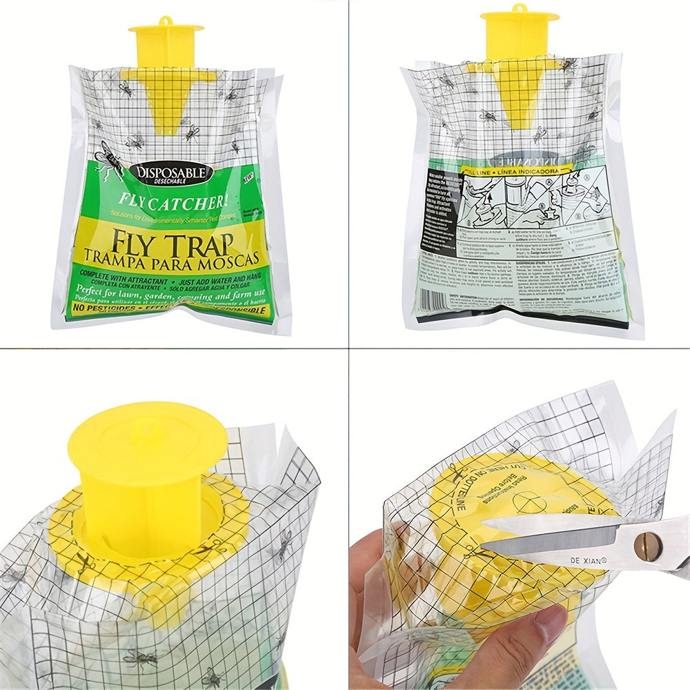 6pcs Outdoor Hanging Fly Trap Disposable Horse Ranch Fly Trap Bag
