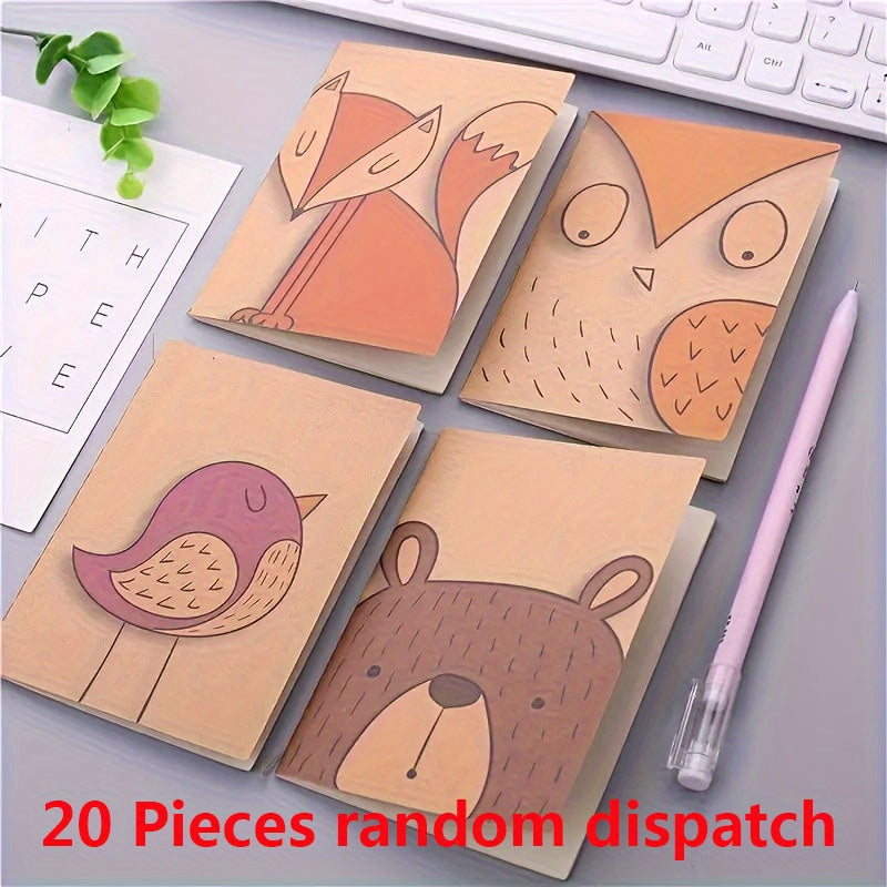 Pack of 10 Mini Pocket Notebooks with Animal Patterns Grid Paper Notepad