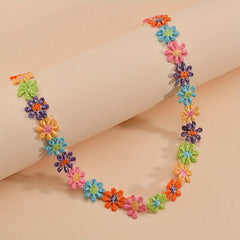 Colorful Flower Fabric Ladies Choker Necklace - Party Favors