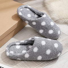 Men's Furry Cozy Dot Slides Warm Slip On Indoor Home Shoes