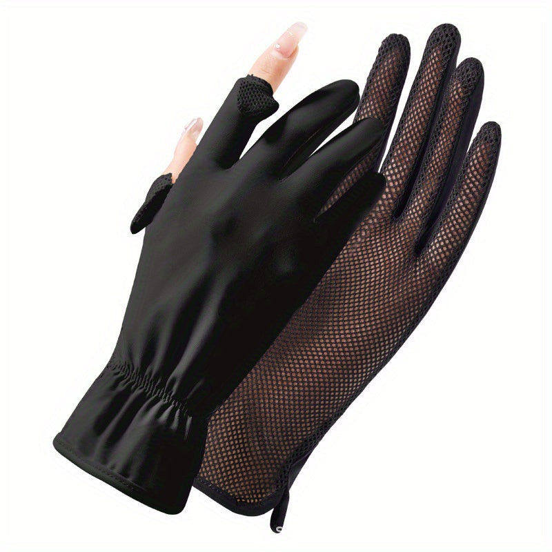 Ice Silk Sunscreen Gloves for Women