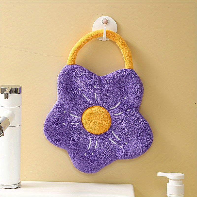 Flower Hanging Towel Coral Fleece Quick-drying Soft Towel