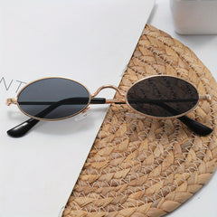 Oval Metal Sunglasses Retro Steampunk Anti Glare UV400