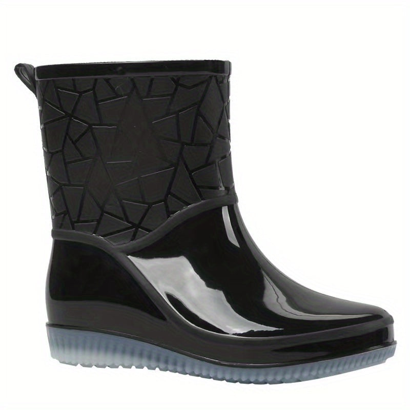 Women's Waterproof Rubber Rain Boots Slip On Outdoor Shoes