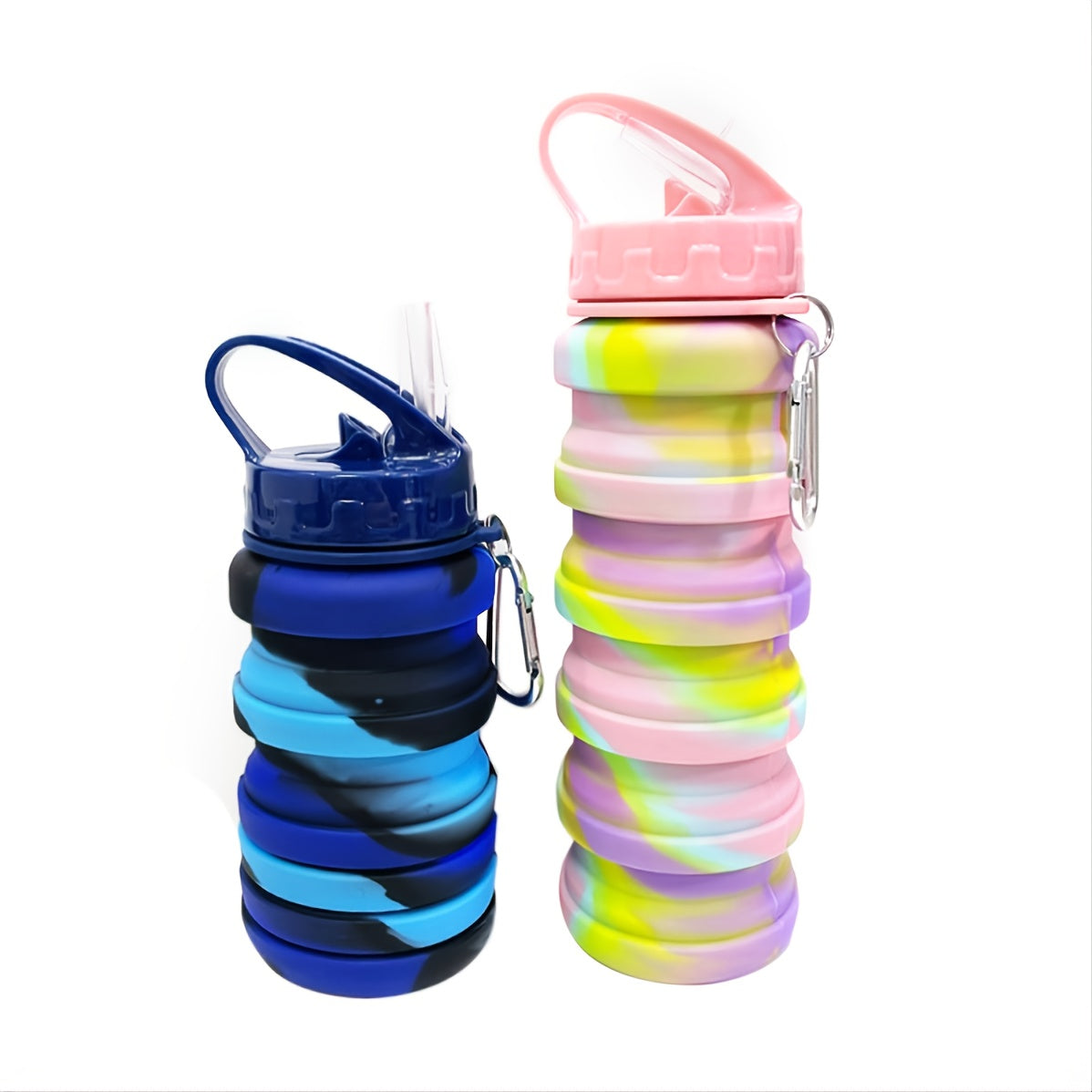 Camouflage Foldable Telescopic Sports Water Bottle with Carabiner