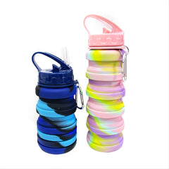Camouflage Foldable Telescopic Sports Water Bottle with Carabiner