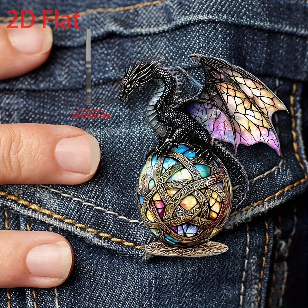 2D Acrylic Dragon Brooch Pin Vibrant Orange Web Ideal Mother's Gift