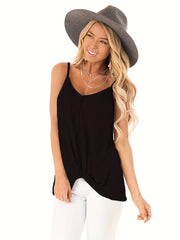 Sexy V Neck Twist Front Cami Top Sleeveless Summer Style